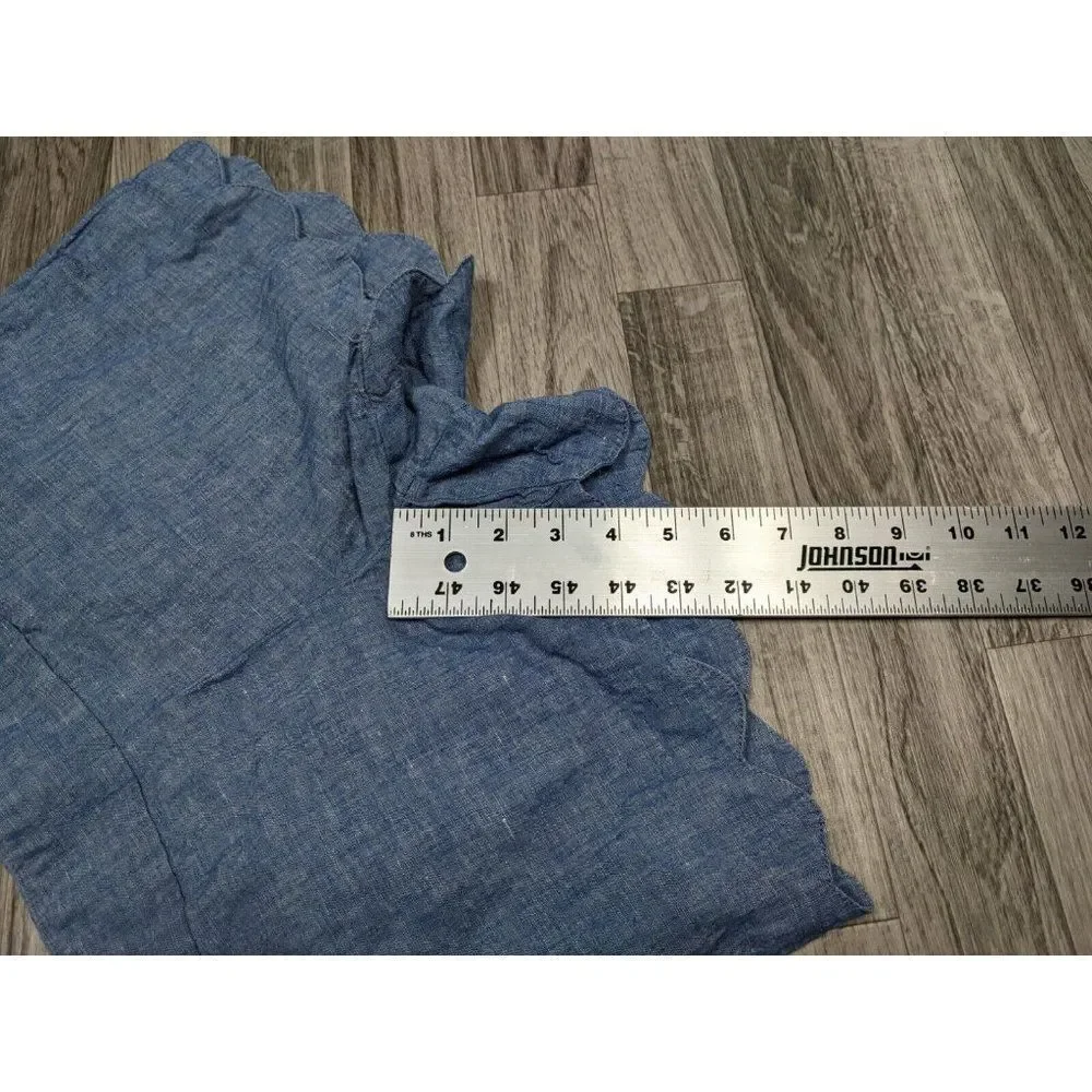 (3/$35) Loft Womens Size 00 Chambray The Riviera Scalloped Hem Pockets‎ Shorts
